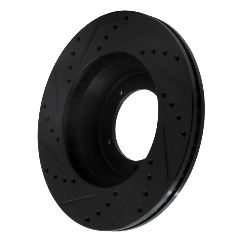 Land Rover Defender Brake Rotor (1) - Front Right - R1 Concepts - Drilled & Slotted - Black - `90-`16